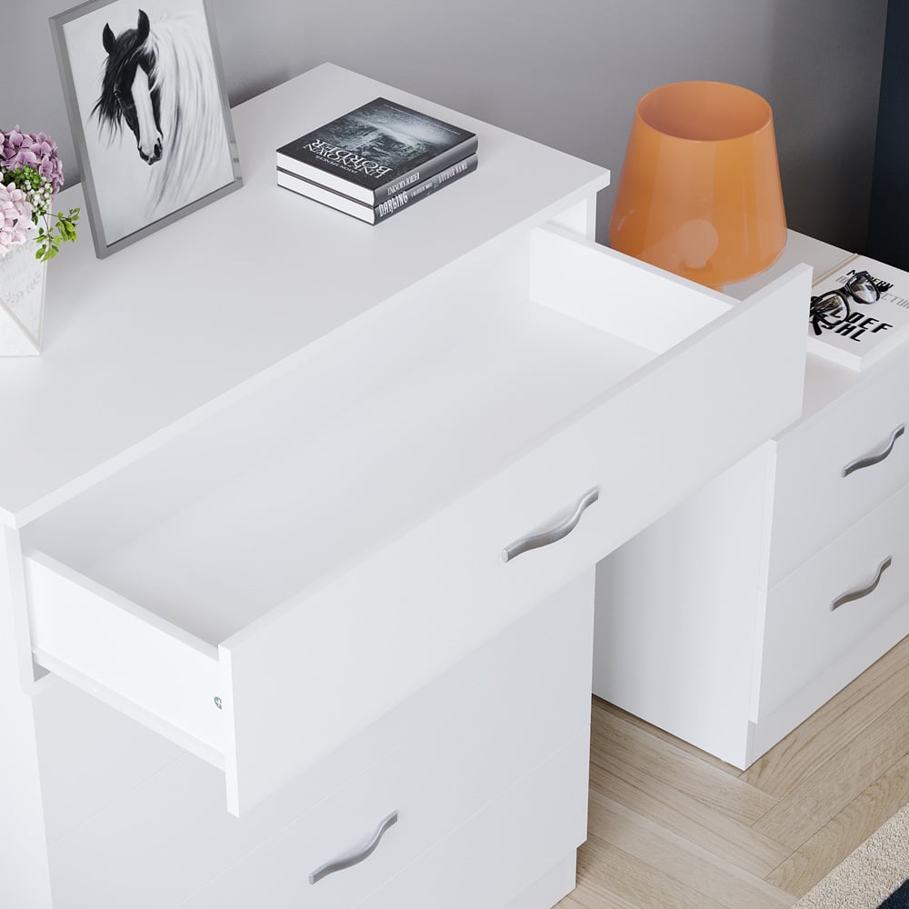 VIDA DESIGNS Riano 5 Drawer White Unique Anti Bowing Chest of Drawers with Metal Handles Image 4