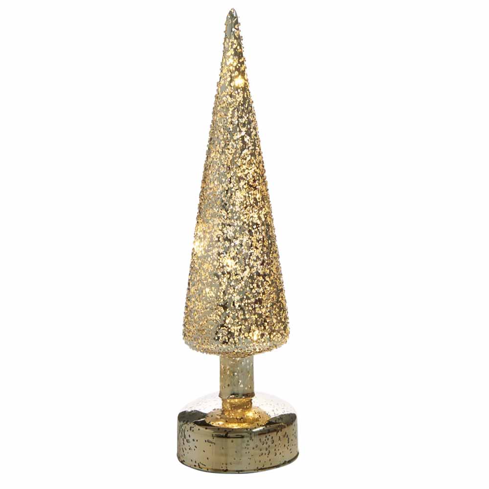 Wilko Medium Luxe Sparkle Gold LED Christmas Tree Ornament Image 1
