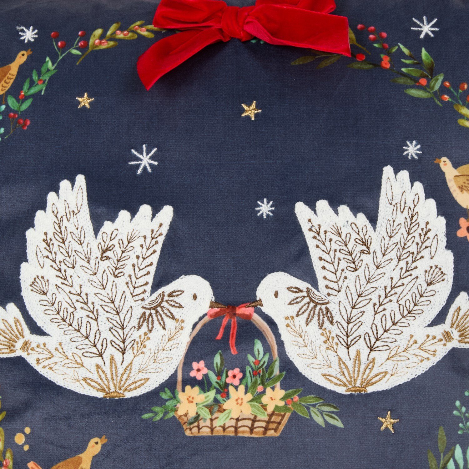 Turtle Doves Embellished Cushion Navy Image 3