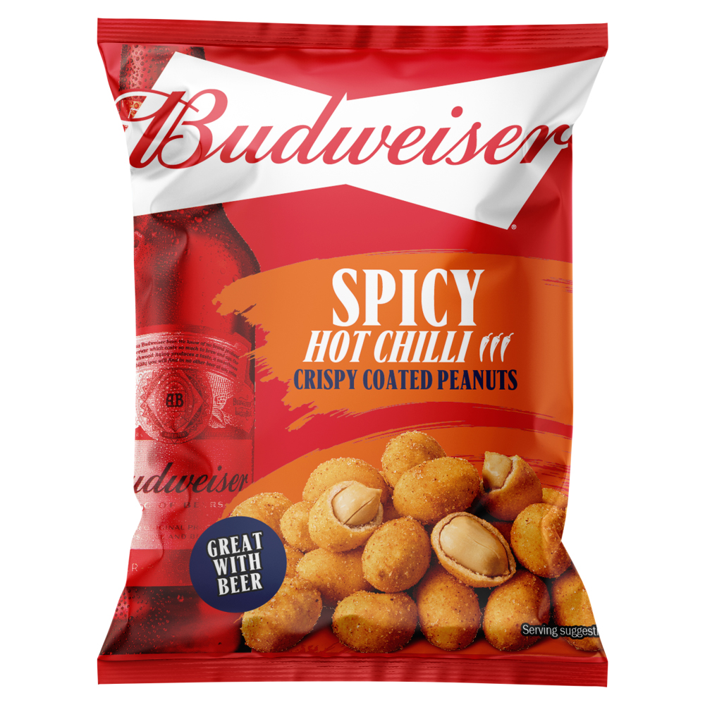 Budweiser Spicy Hot Chilli Crispy Coated Peanuts 150g Image
