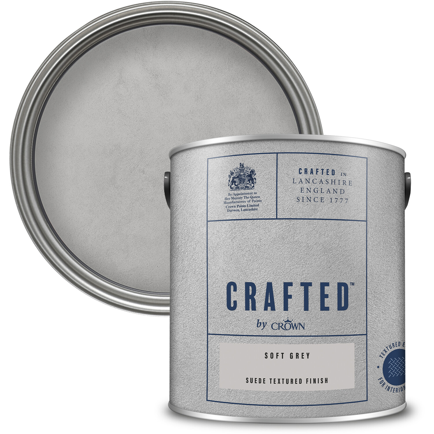 Crown Crafted Walls Soft Grey Suede Textured Finish Paint 2.5L Image 1