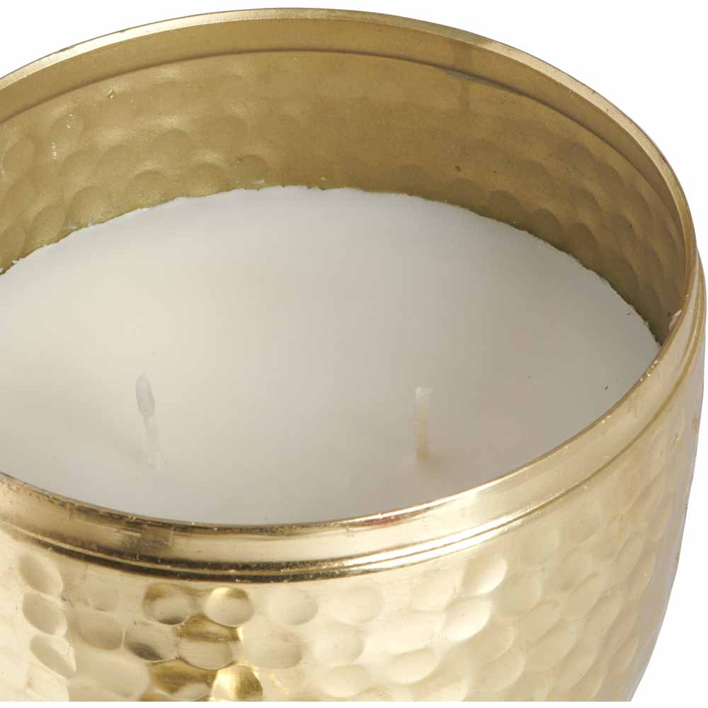 Wilko Hammered Brass Candle with Lid Image 3