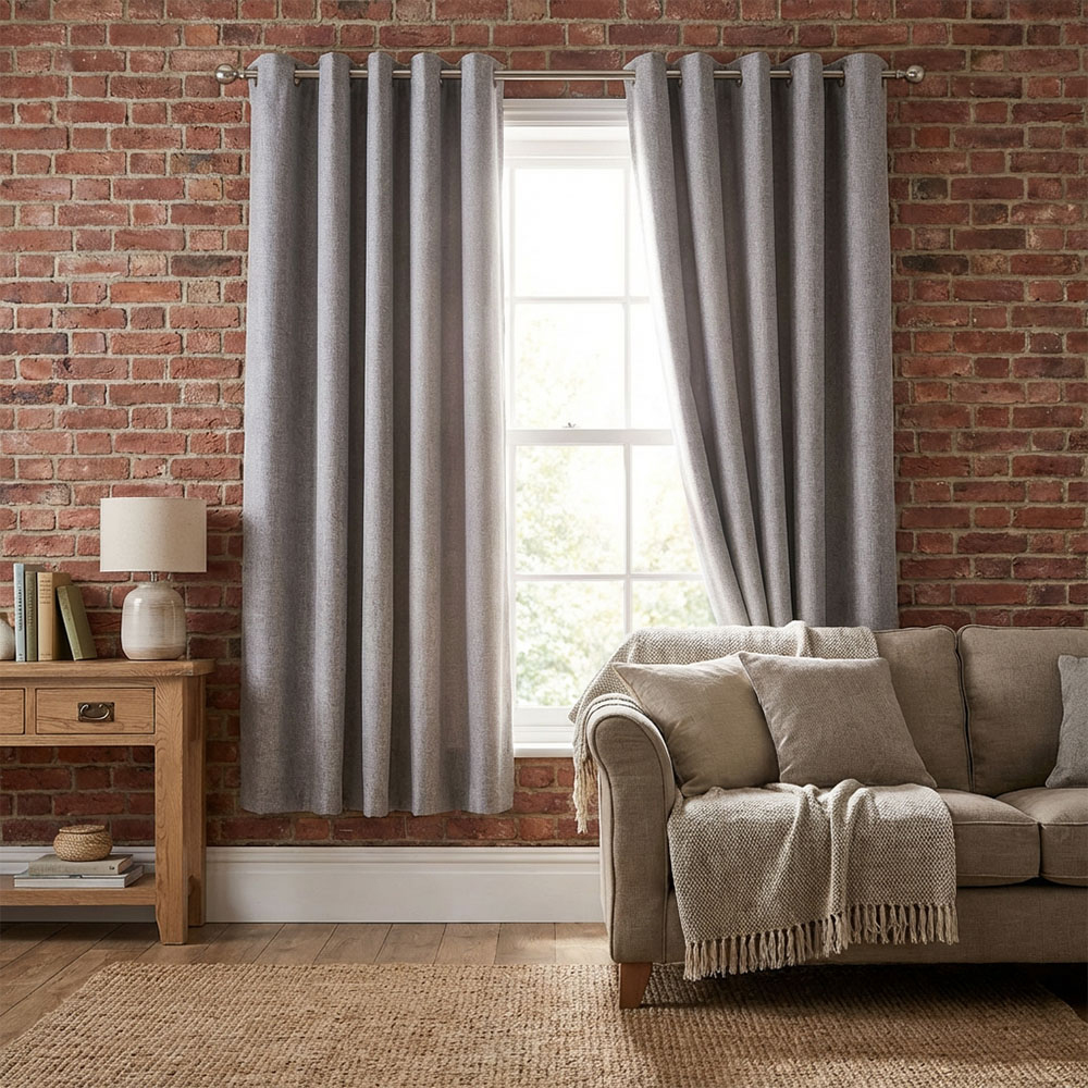 My Home Taylor Silver Blackout Eyelet Curtains 229cm Image 3
