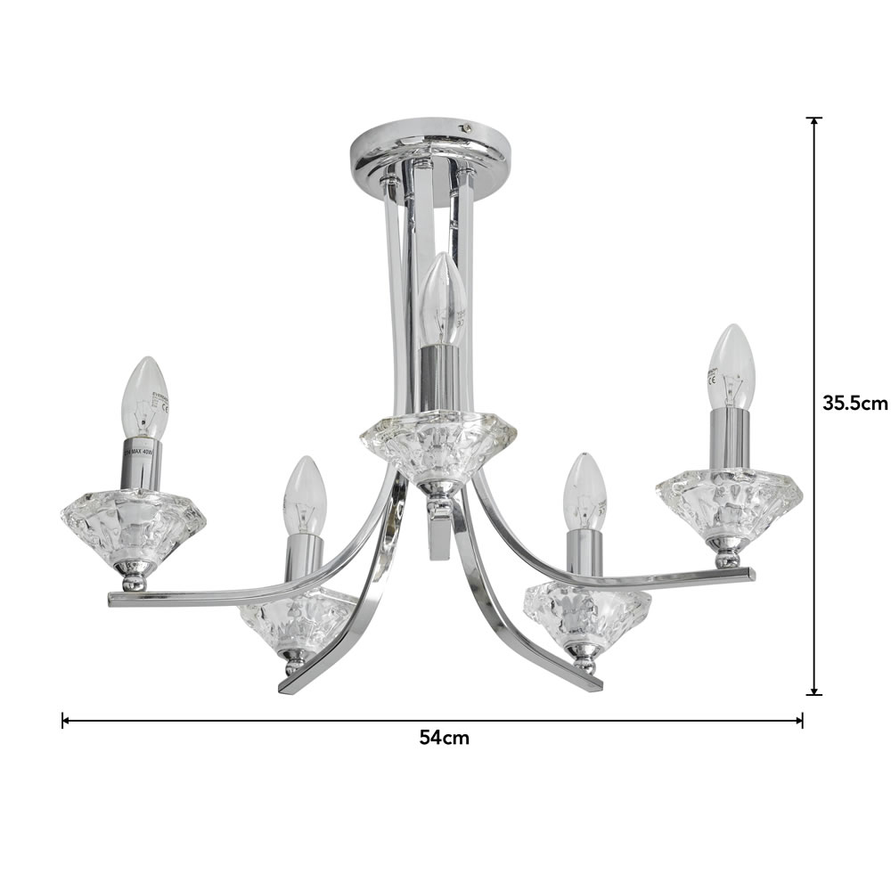 Wilko 5 Arm Chrome Effect Ceiling Light Image 6