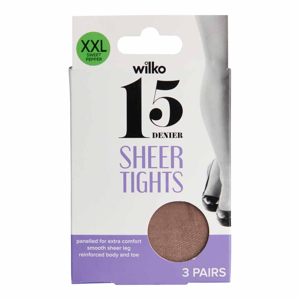 Wilko 15 Denier Smooth Knit Tights Sweet Pepper Extra Extra Large 3 pack Image 1