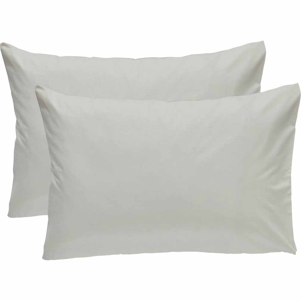 Wilko Easy Care Cream Housewife Pillowcases 2 pack Image 1