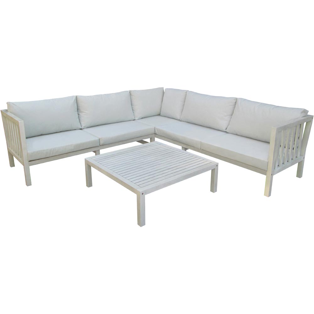 Charles Bentley Washed White Wooden Corner Lounge Set Image 2