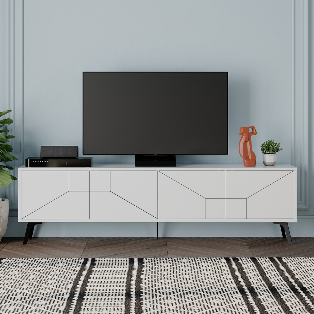 Decortie Dune 4 Door White TV Unit Image 3