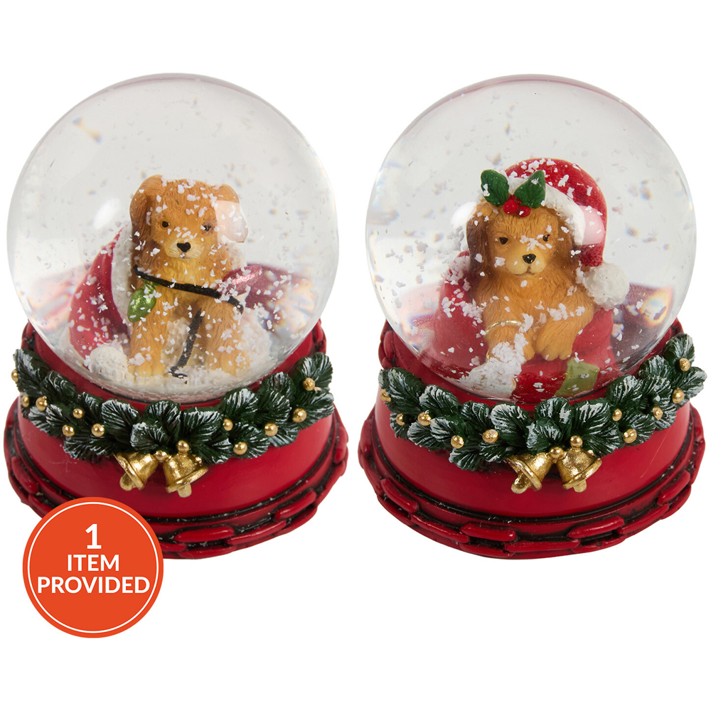 Mini Festive Puppy Snow Globe Image 1
