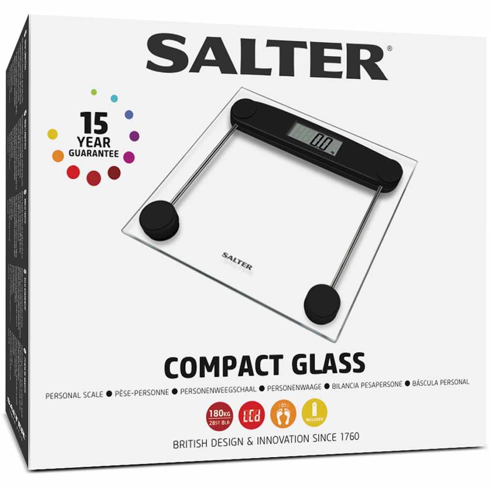 Salter Compact Glass Electronic Bathroom Scales 9208 BK3R Image 5