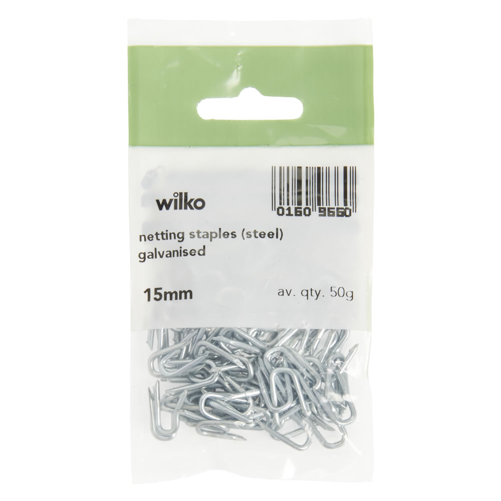 Wilko 15mm Galvanised Netting Staple 50g Image 2