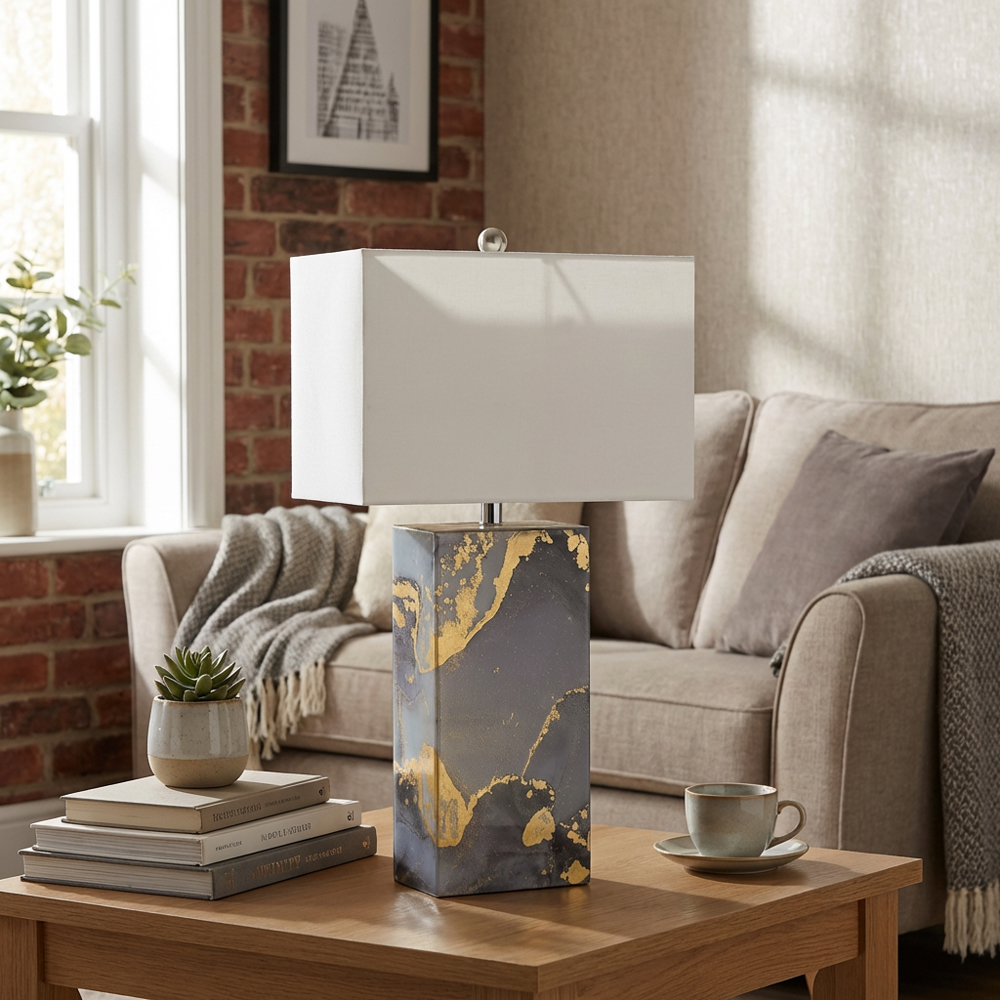 Marble Effect Glass Table Lamp Image 6