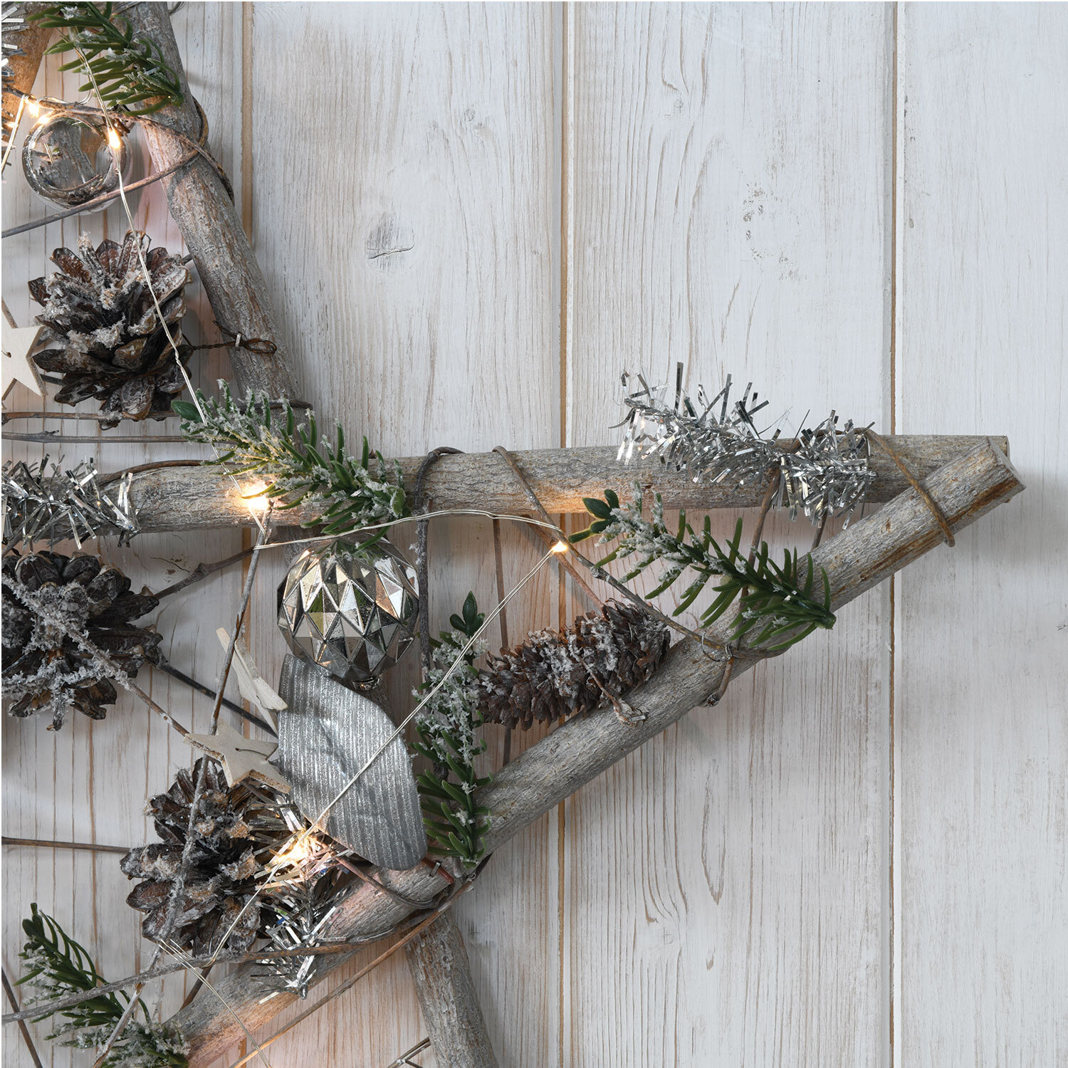 Alpine Lodge Light Up Star with Floristry Christmas Ornament Image 3