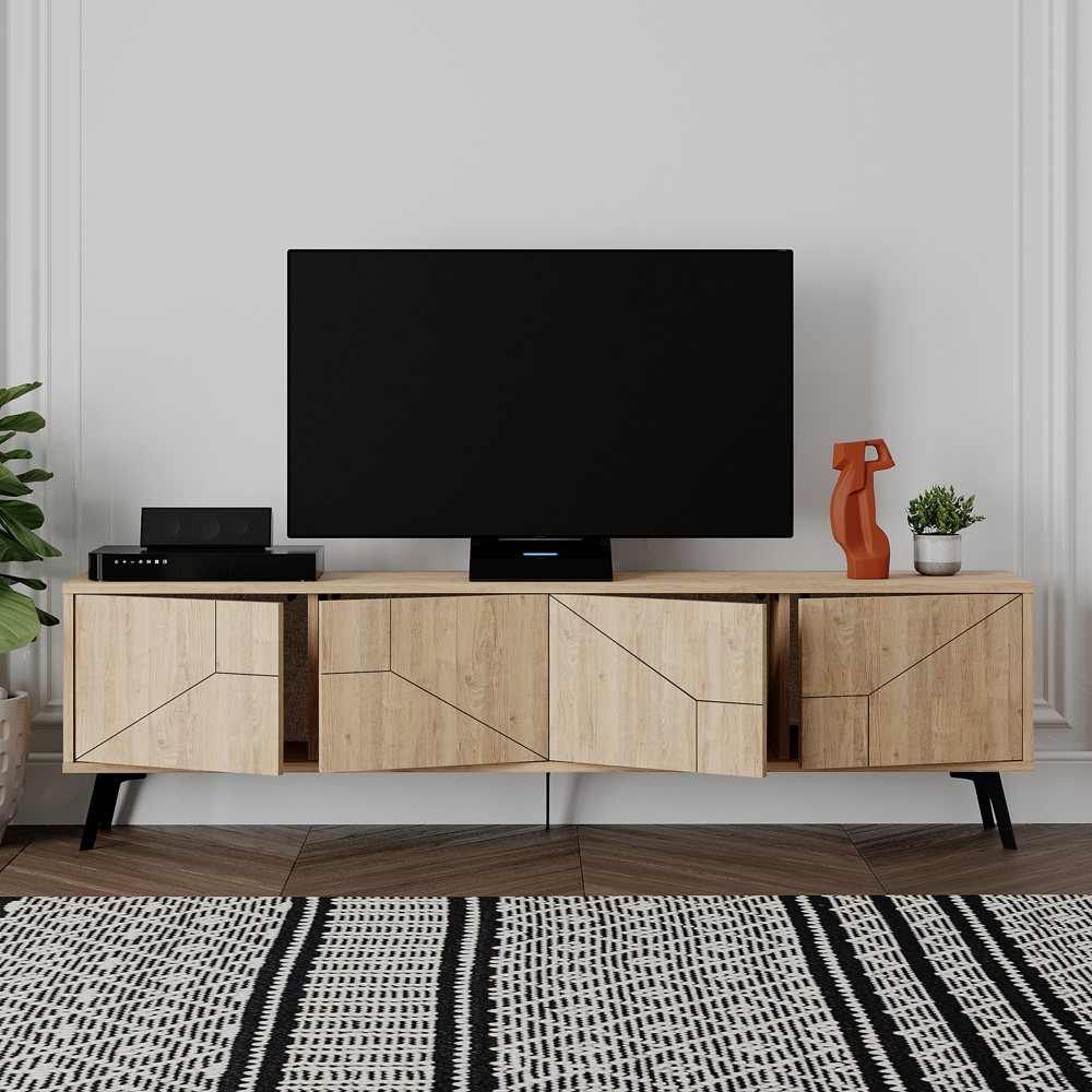 Decortie Dune 4 Door Oak TV Unit Image 4