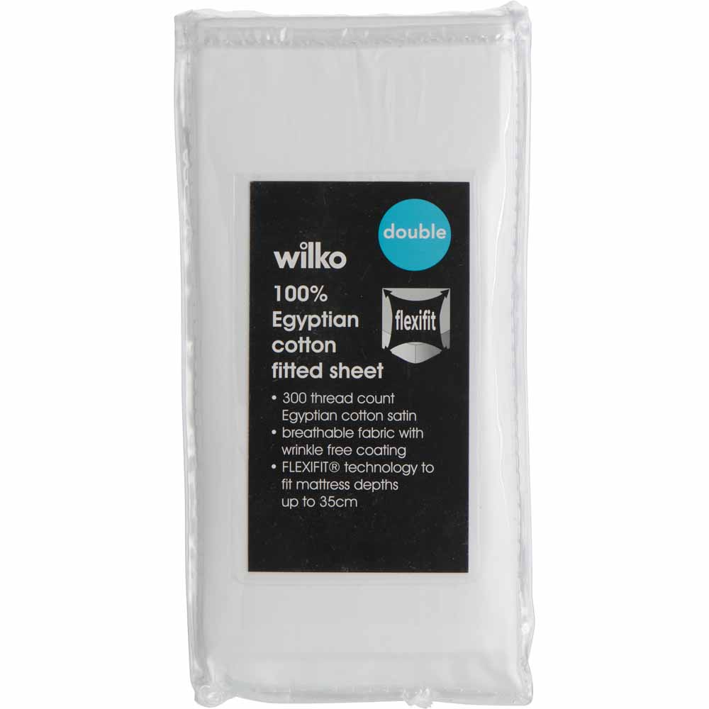 Wilko Best 100% Egyptian Cotton White Double Fitted Sheet Image 2