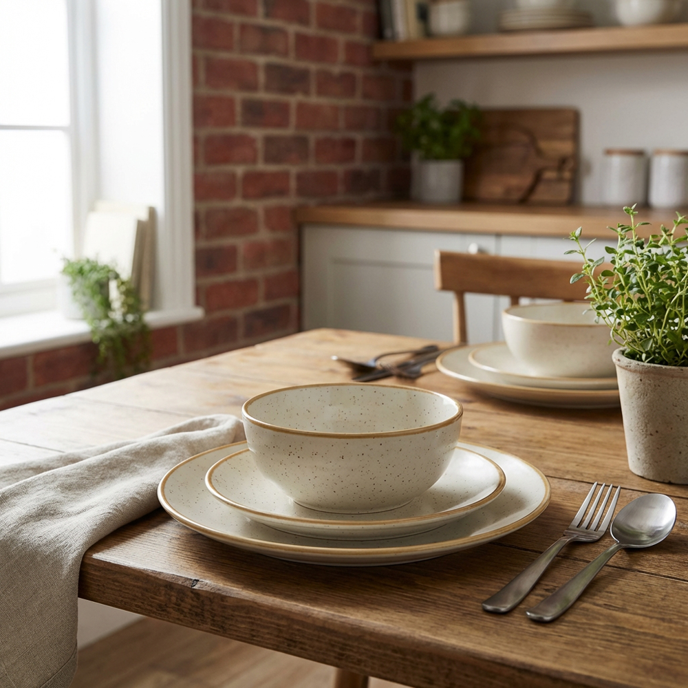 12 Piece Sesame Speckle Stoneware Dinner Set - Oatmeal Image 4