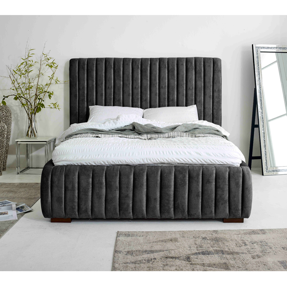 Eleganza The Elite Small Double Granite Oakland Fabric Bed Frame with Headboard and Footboard Image 6