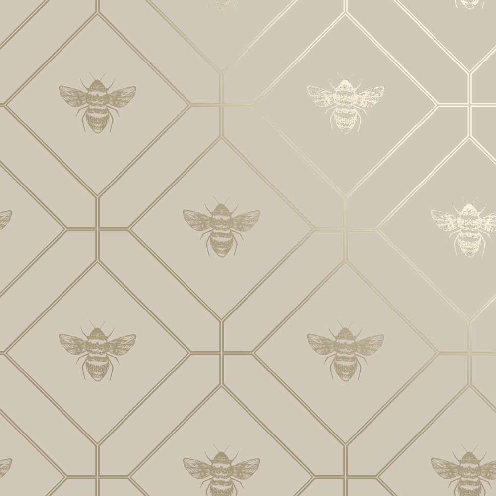 Holden Decor Honeycomb Bee Taupe Wallpaper Image 1