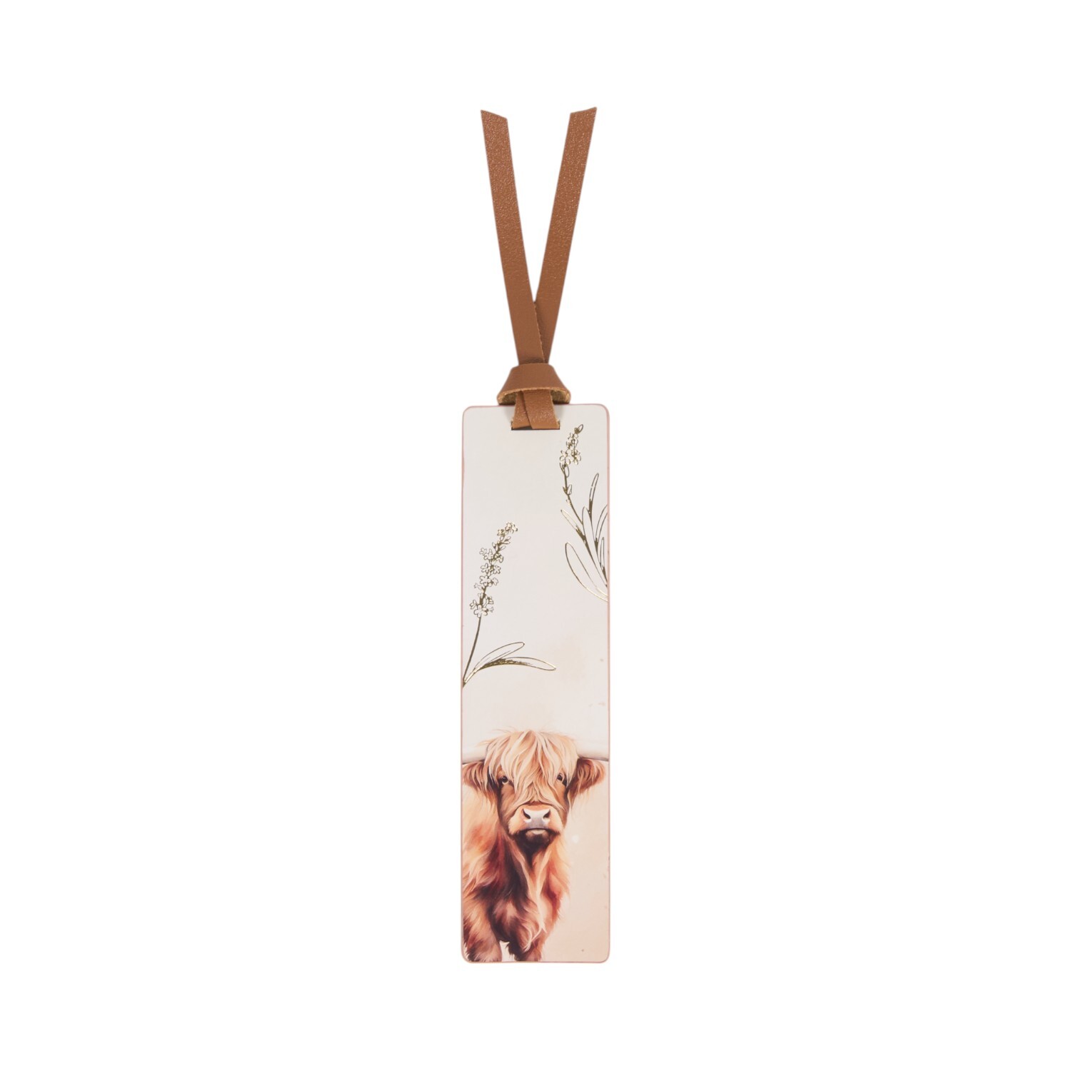 Highland Cow Bookmark with Ribbon Cream Image 1