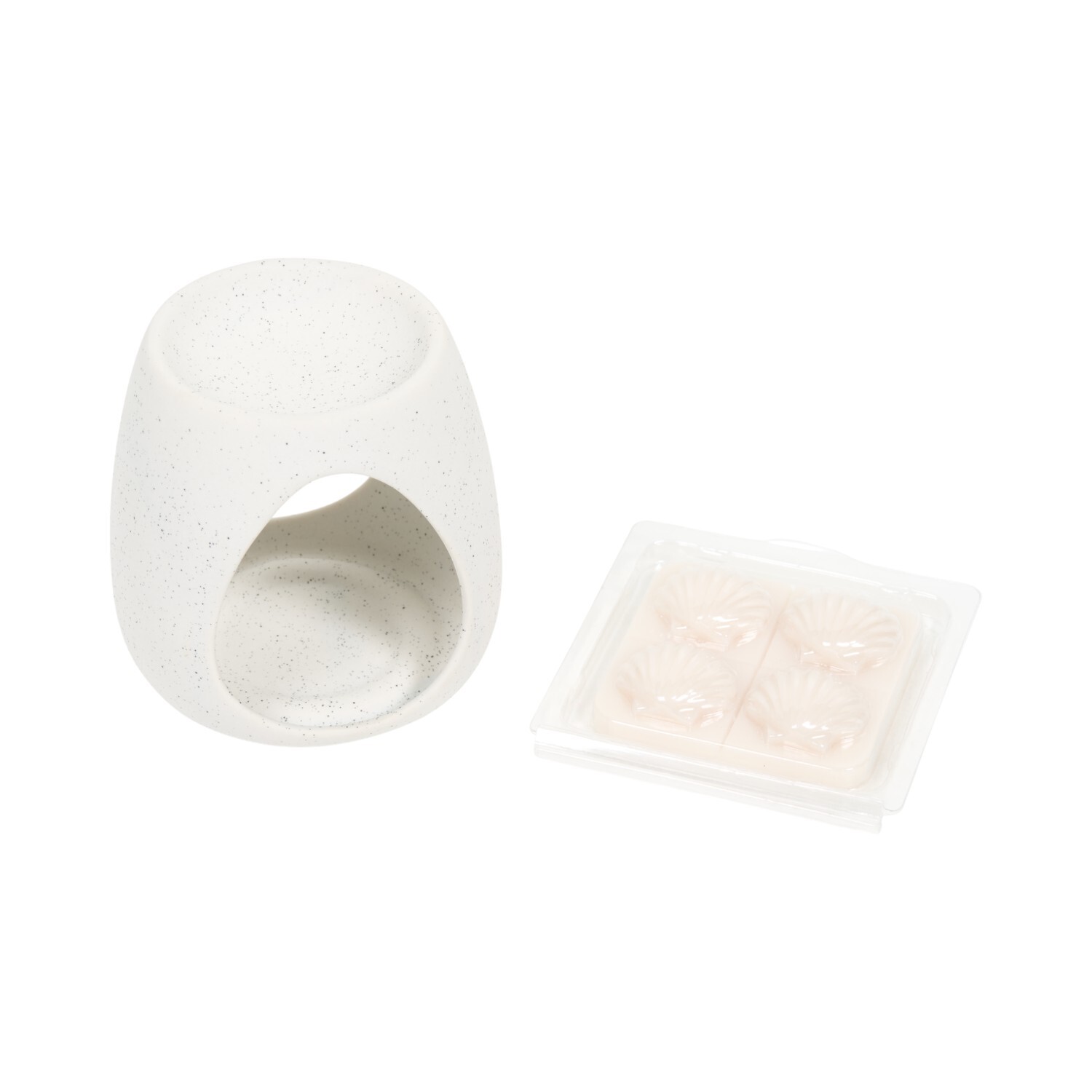 Ceramic Candle Burner Set with Seashell Melts White Image 4