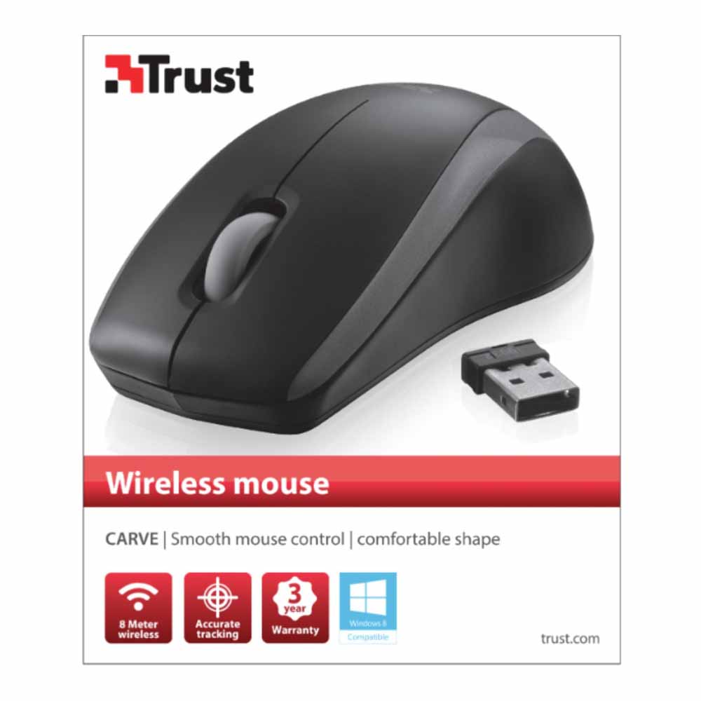 Carve Wireless Mouse Black Wilko