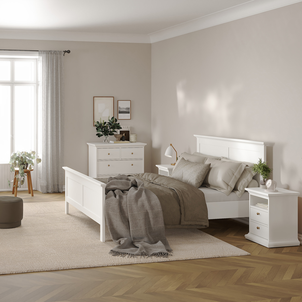 Florence Paris 2 Drawer White Bedside Table Image 6