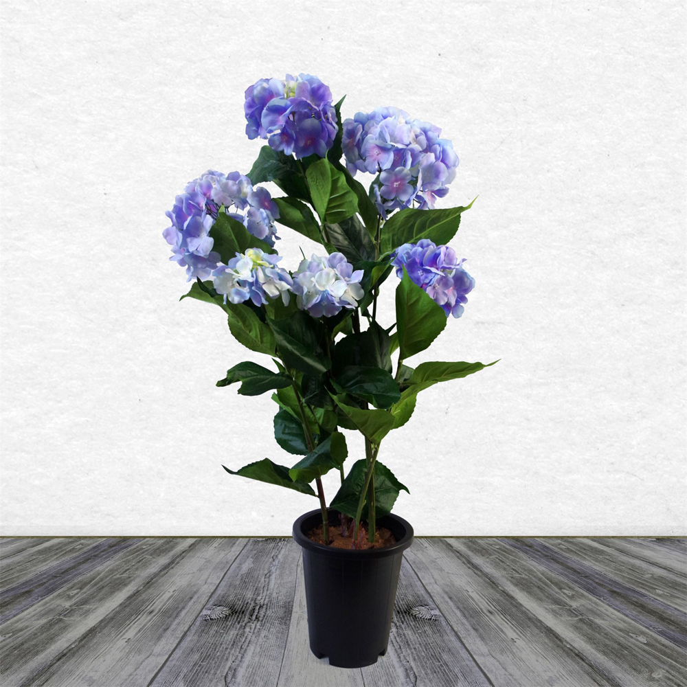 Leaf Blue Hydrangea Artificial Flowering Plant Image