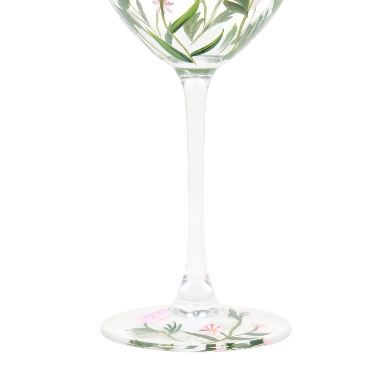 Hand Painted Flowers and Bees Wine Glass Image 2
