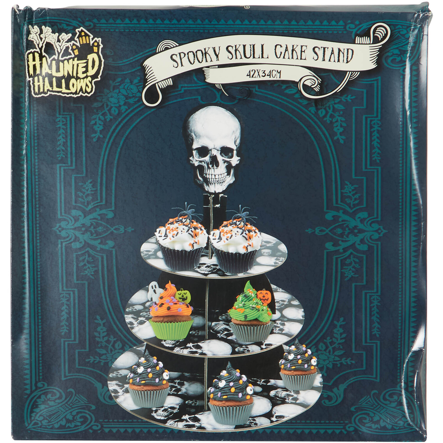 3 Tier Spooky Skull Cake Stand Image 1