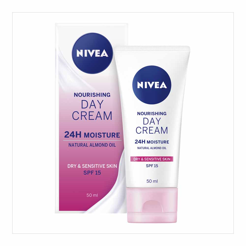 Nivea Moisturiser Day Cream for Dry and Sensitive Skin SPF15 50ml Image 2