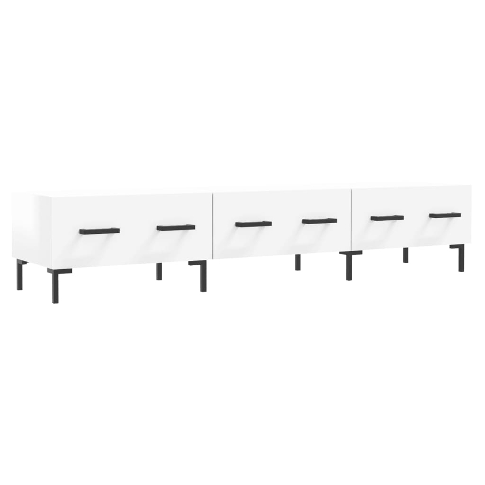 vidaXL 3 Drawer High Gloss White TV Cabinet Image 2