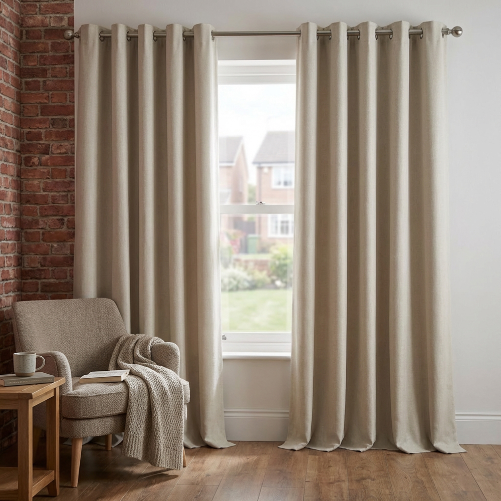Taylor Blackout Eyelet Curtains - Natural / 137cm / 168cm Image 4