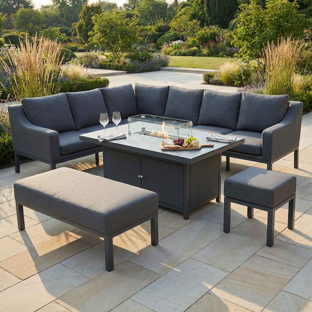 Malay Deluxe Ibiza 9 Seater Modular Dining Set Grey Image 2