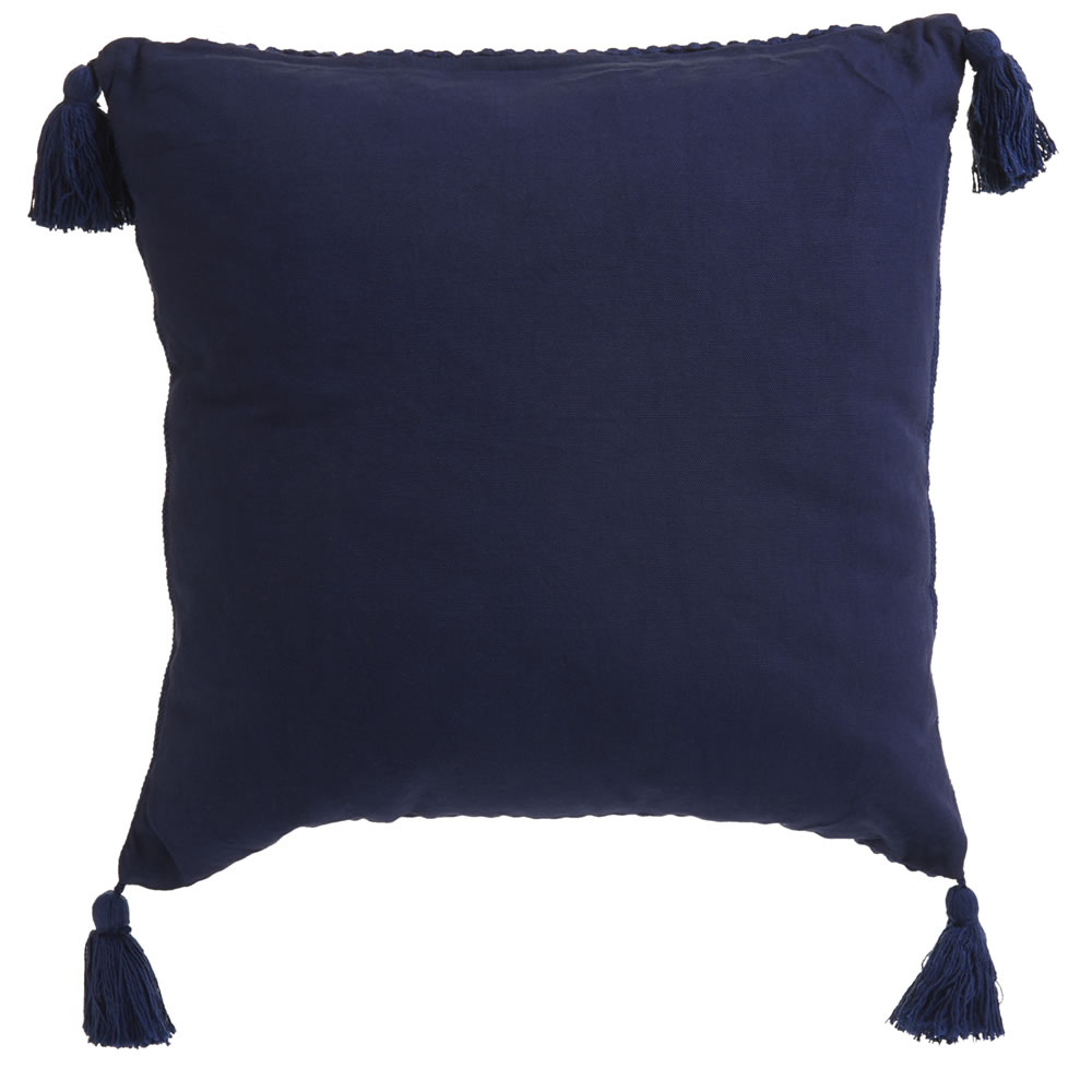 Wilko Navy Tassle Cushion 43 x 43cm Image 2