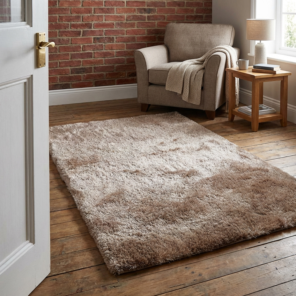 Taupe Silky Shaggy Rug 150 x 80cm Image 4