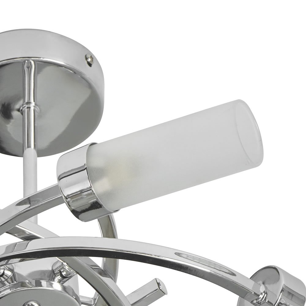 Wilko 5 Arm Chrome Swirl Ceiling Light with Frosted Glass Shades Image 3