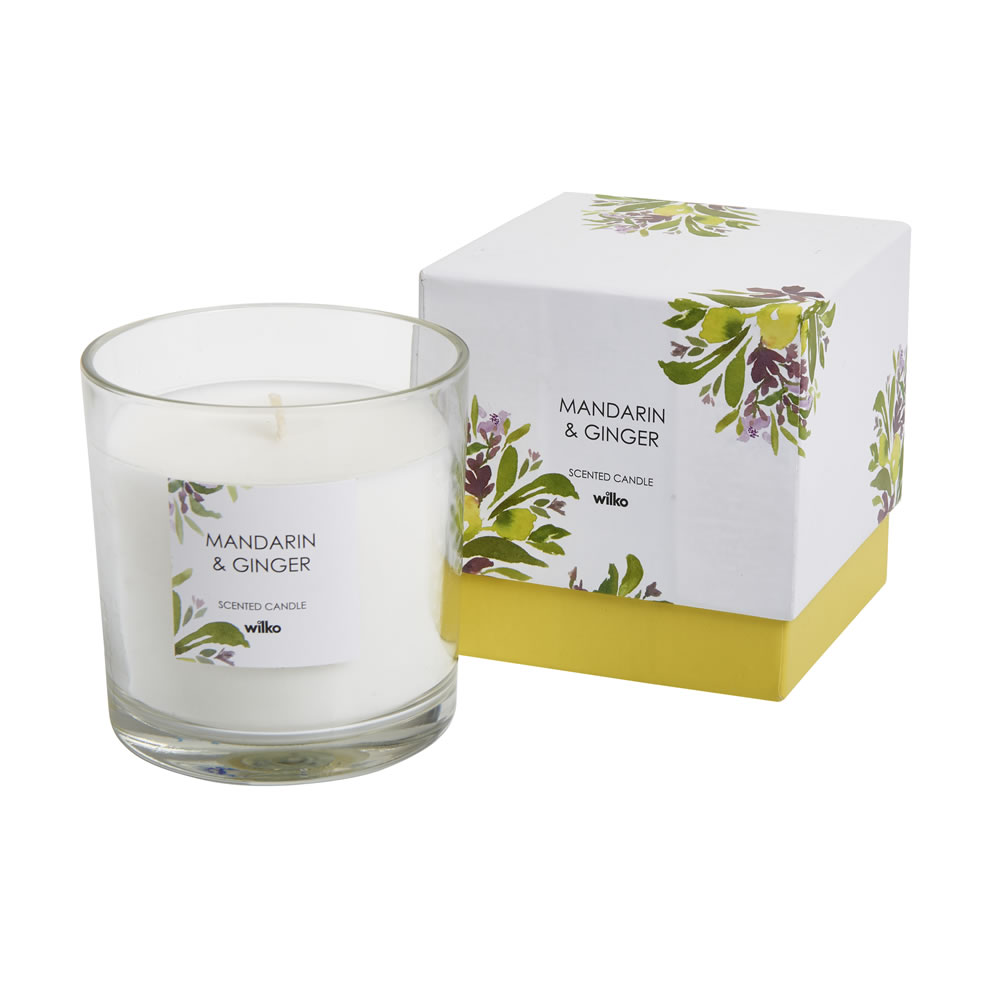 Wilko Mandarin and Ginger Boxed Glass Candle Glass, Wax, Wick