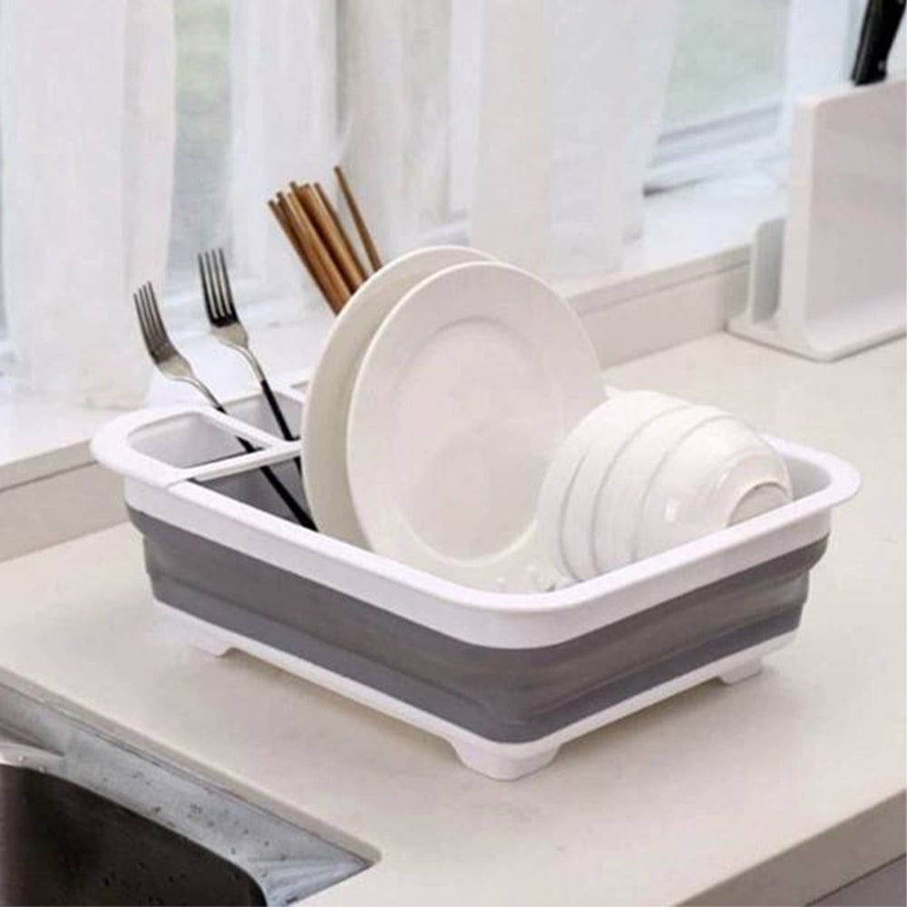 Collapsible Dish Drying Rack Foldable Dinnerware Drainer Organizer  Tableware Plate Portable Drying Rack for Kitchen Storage