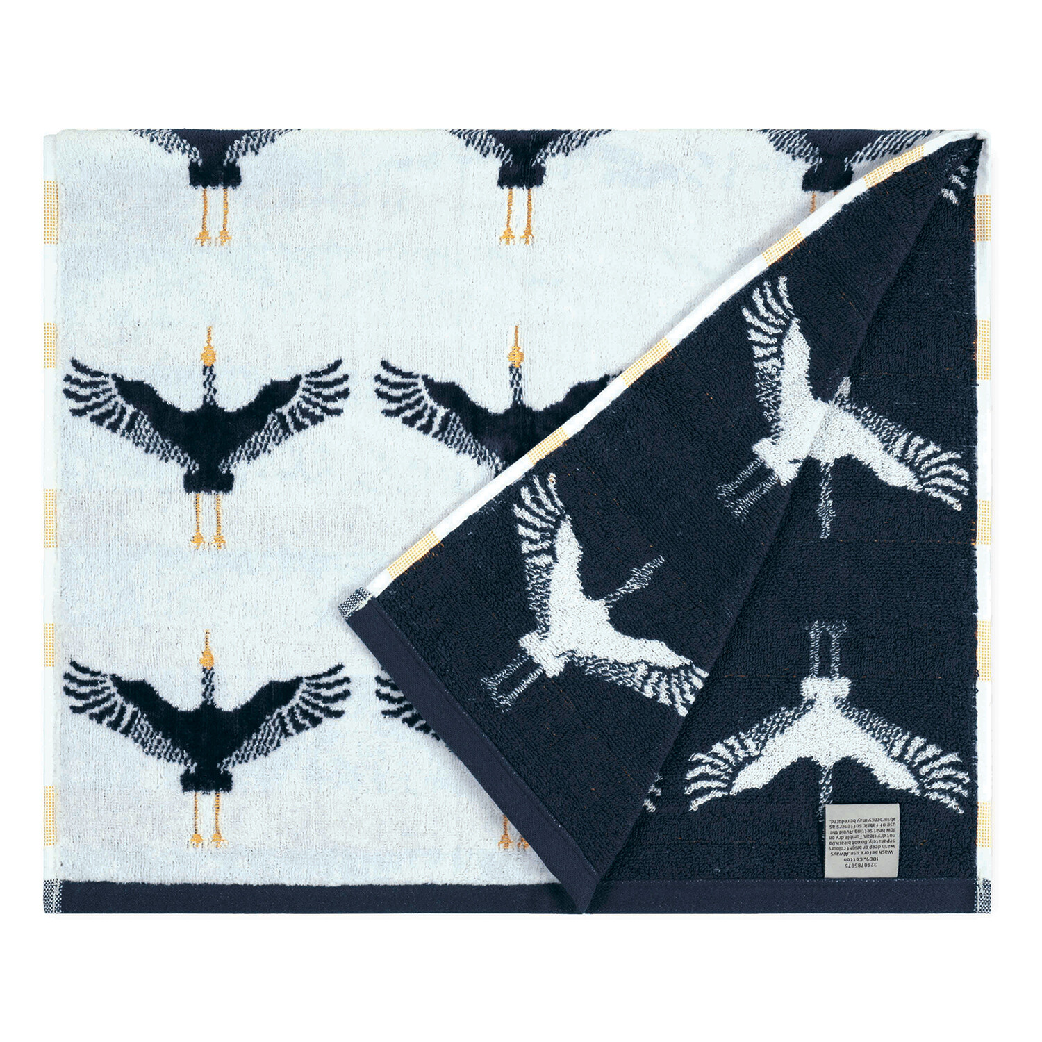 Crane Hand Towel - White and Black Image 2