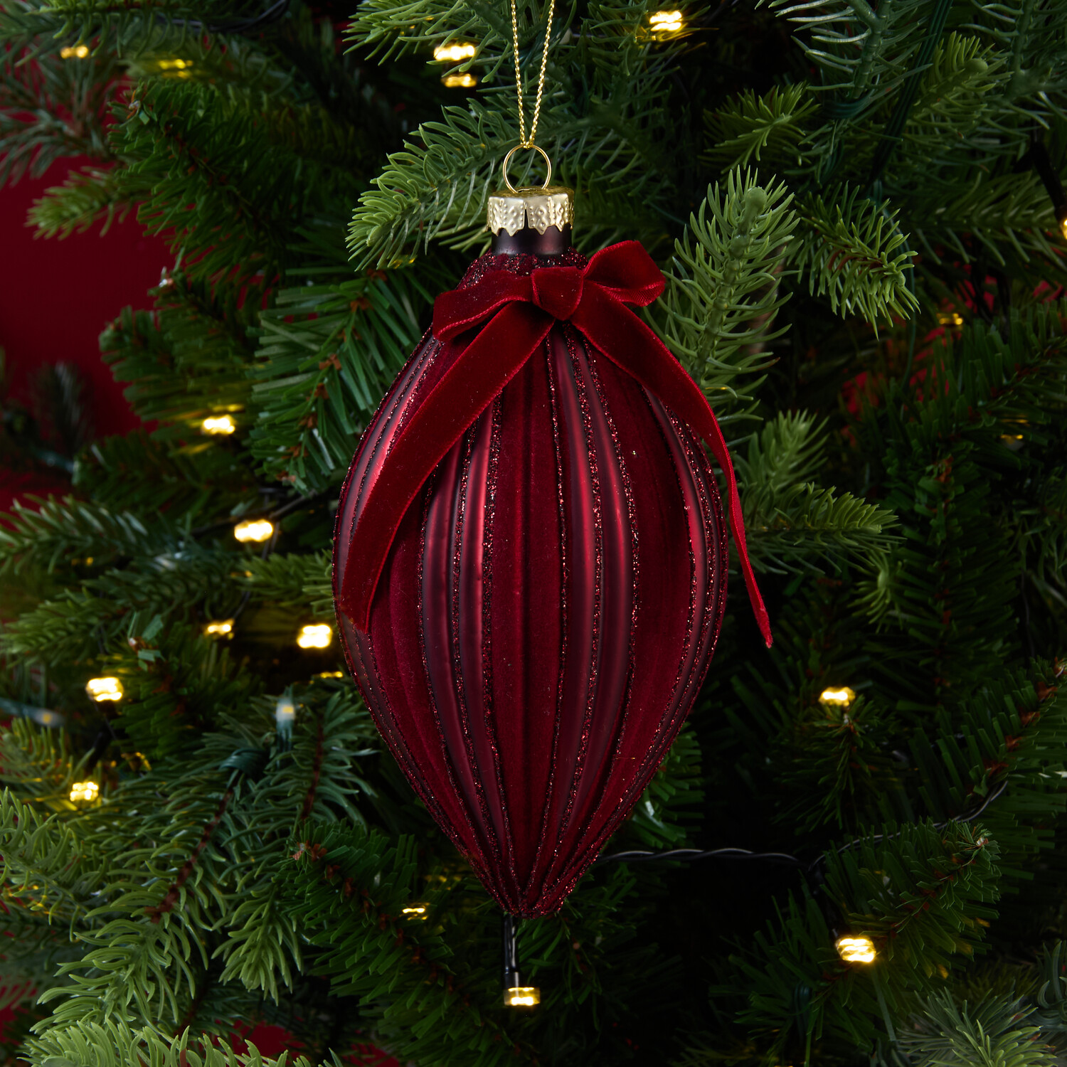Glitter Flocked Bow Bauble Image 5