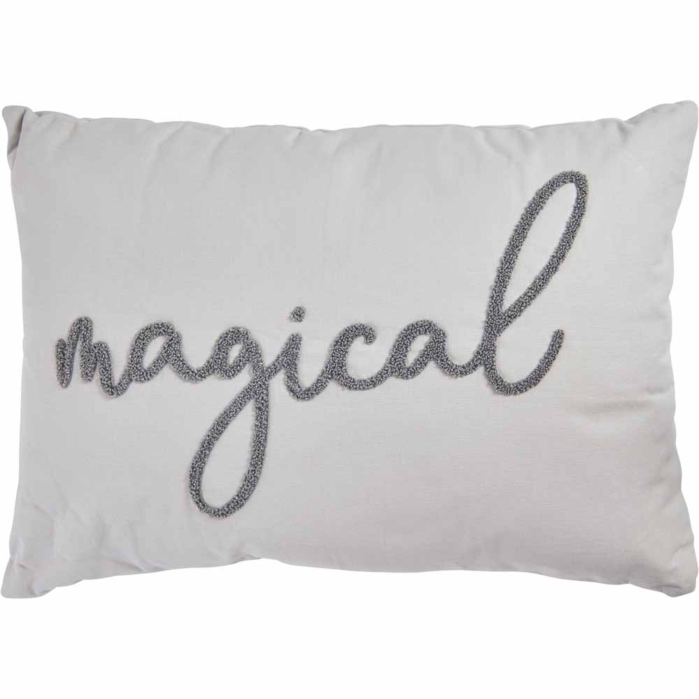 Wilko Magical Grey/Silver Cushion  35x50cm Image 1