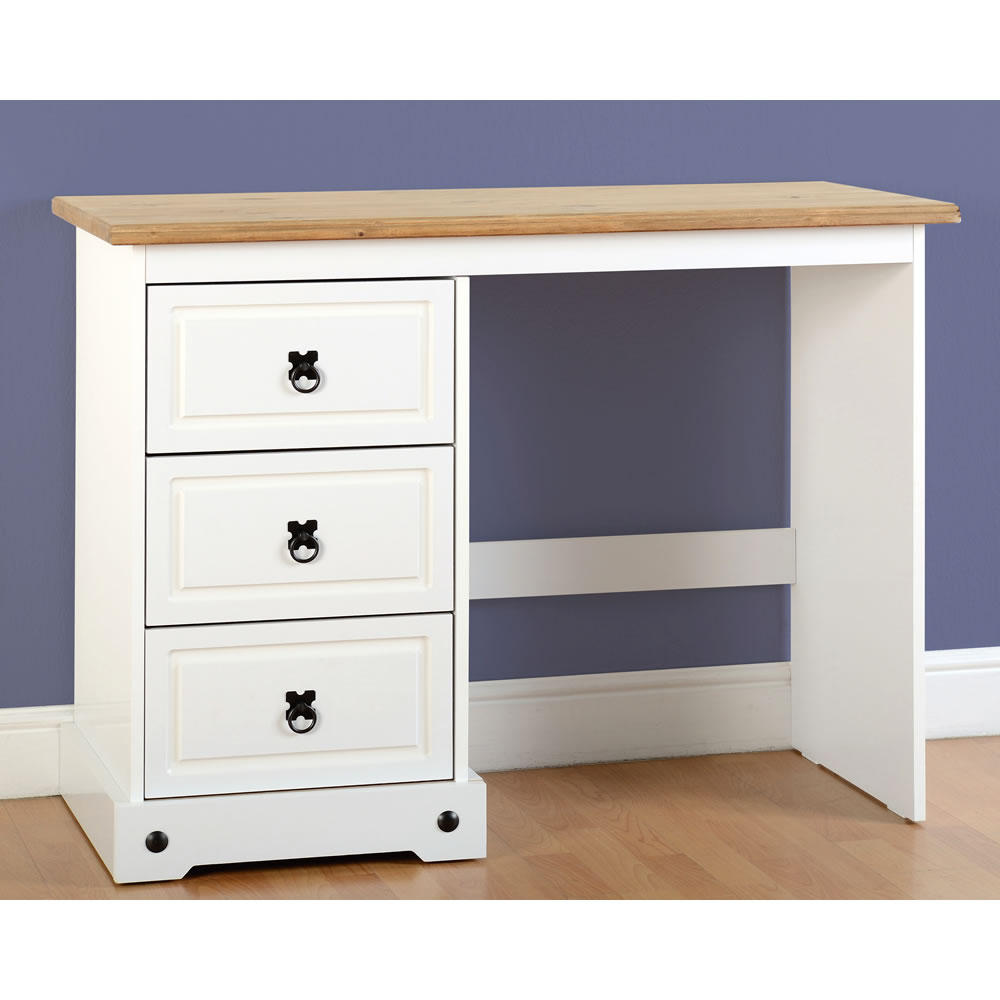 Corona 4 Drawer White Solid Pine Dressing Table Image 1