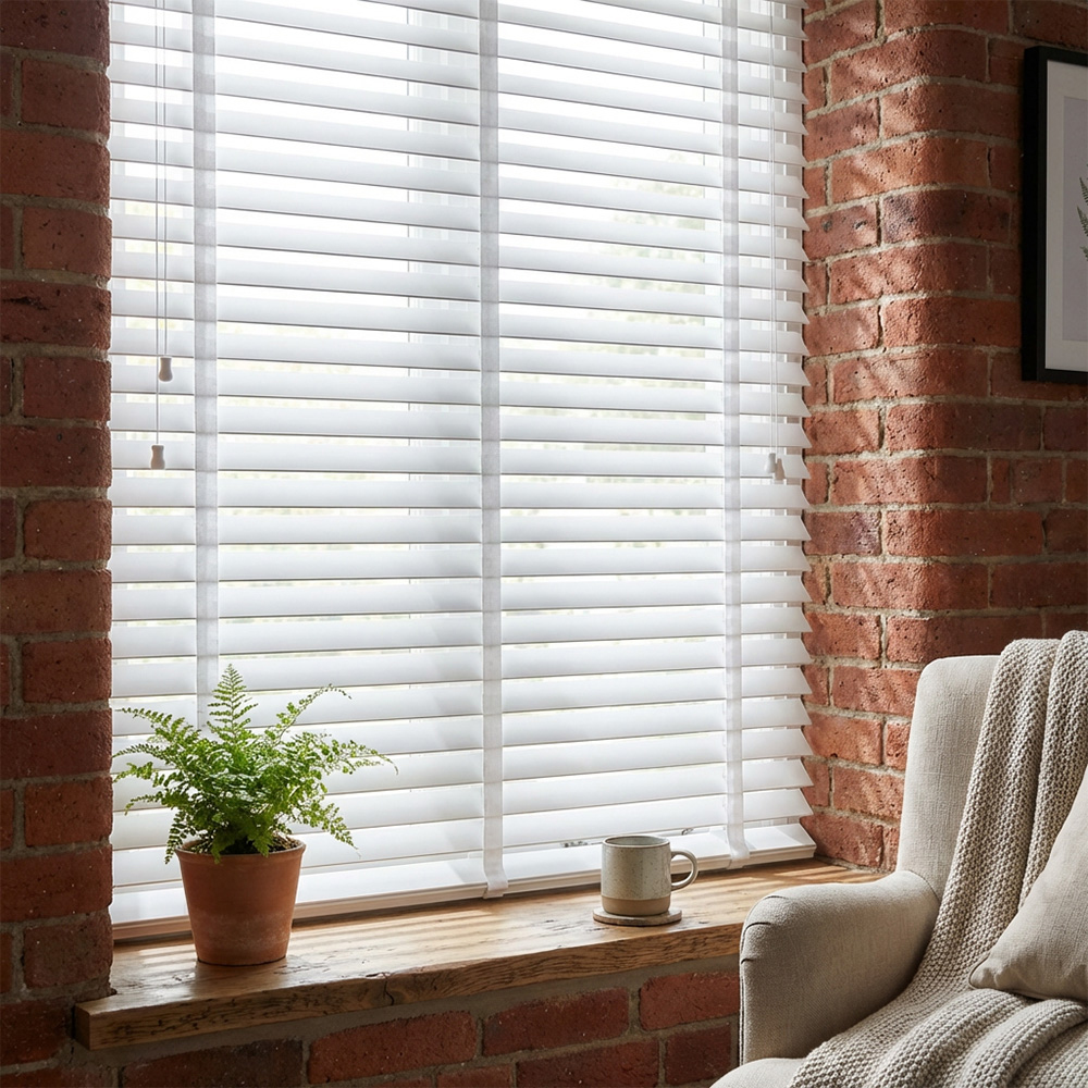 Ribbon Venetian Blind Cotton White 105cm Image 2