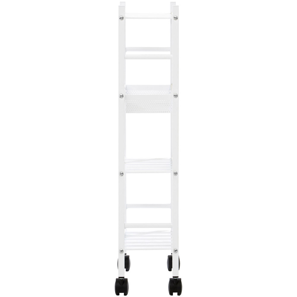 Dara 4-Tier White Trolley with Basket Image 3