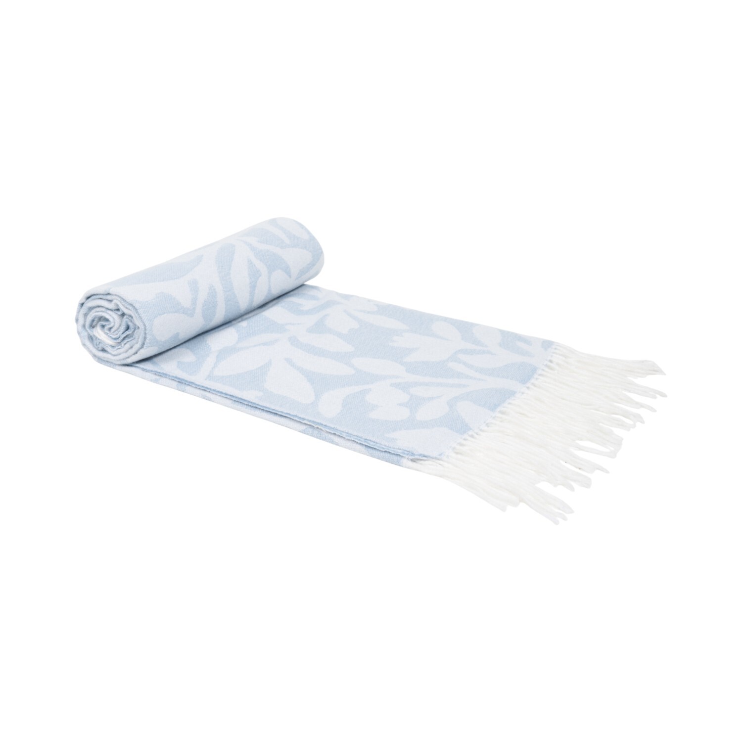 Aria Jacquard Foliage Throw Blue Image 4