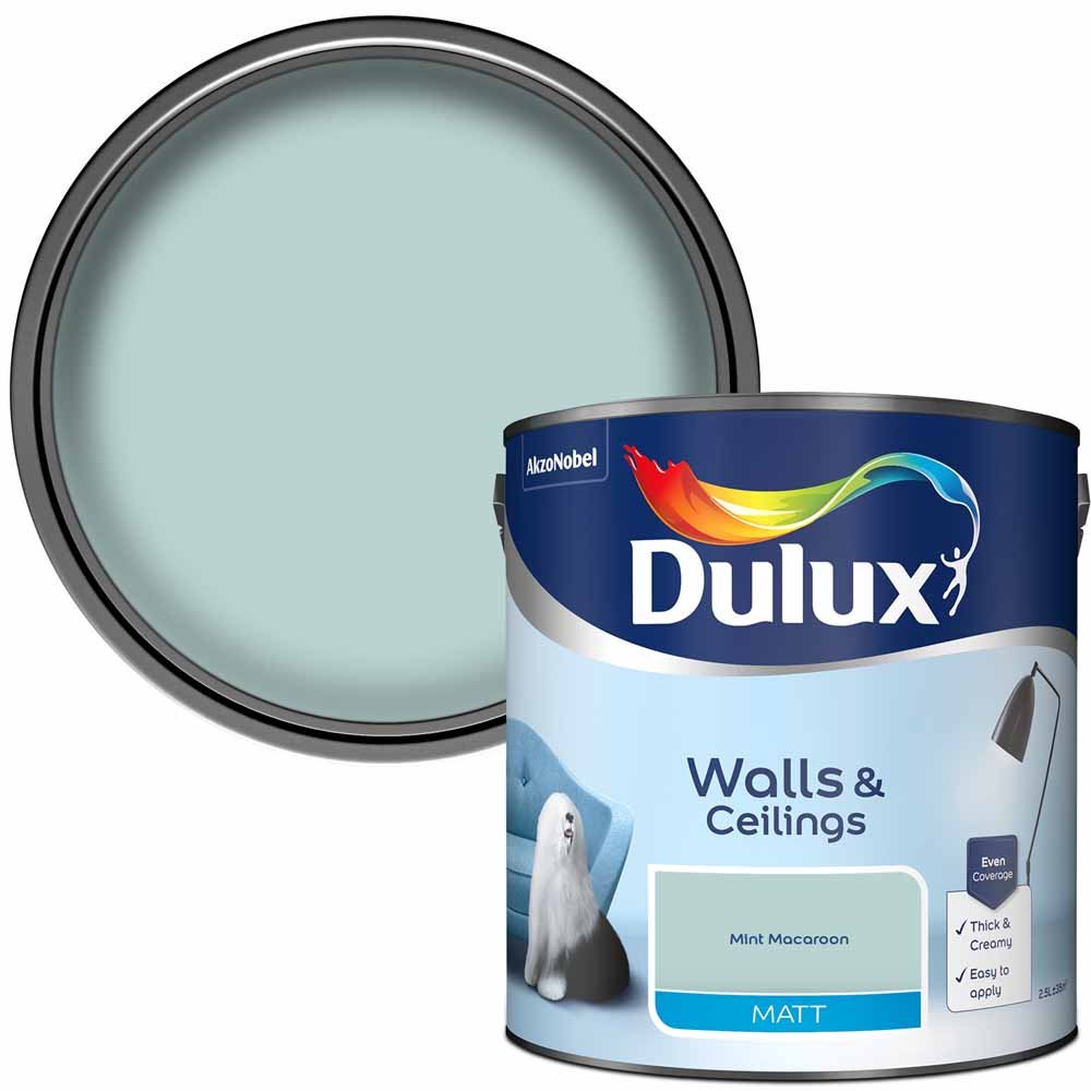 Dulux Walls & Ceilings Mint Macaroon Matt Emulsion Paint 2.5L Image 1