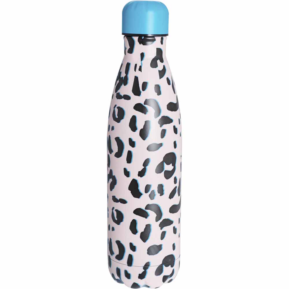 Wilko Pink Leopard Double Wall Bottle 500ml Image