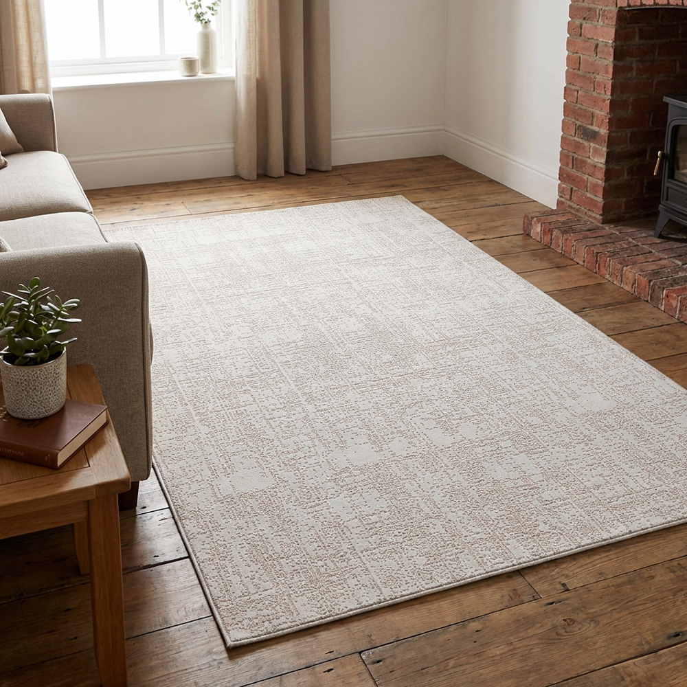 Eden Cream Textured Rug Cream Image 7