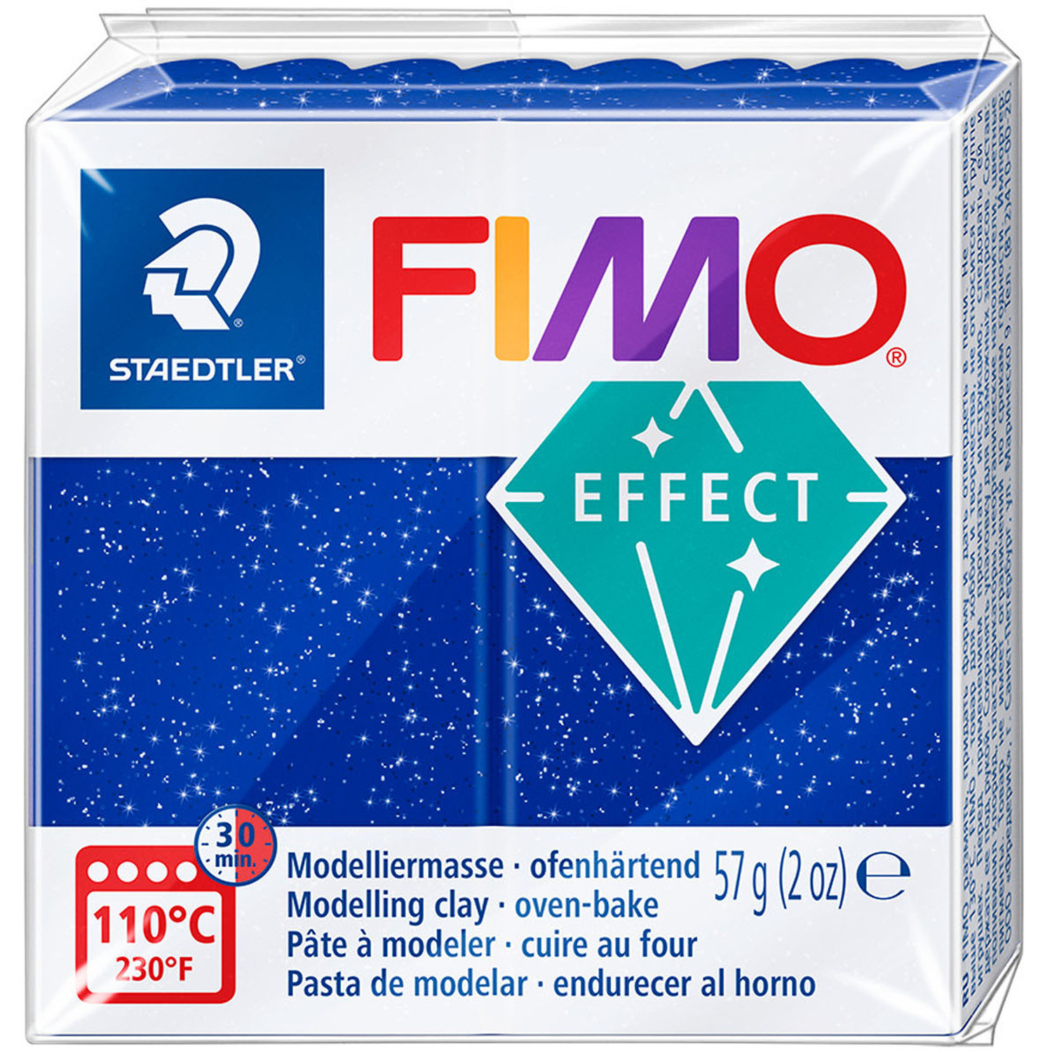 Staedtler FIMO Effect Modelling Clay Block - Glitter Blue Image 1