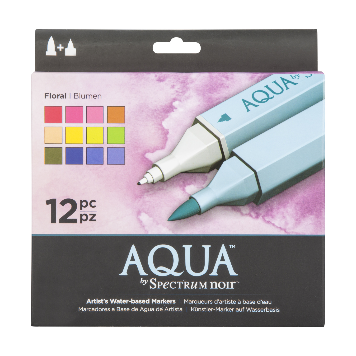 Pack of 12 Aqua Spectrum Noir Water-Based Markers - Floral Image